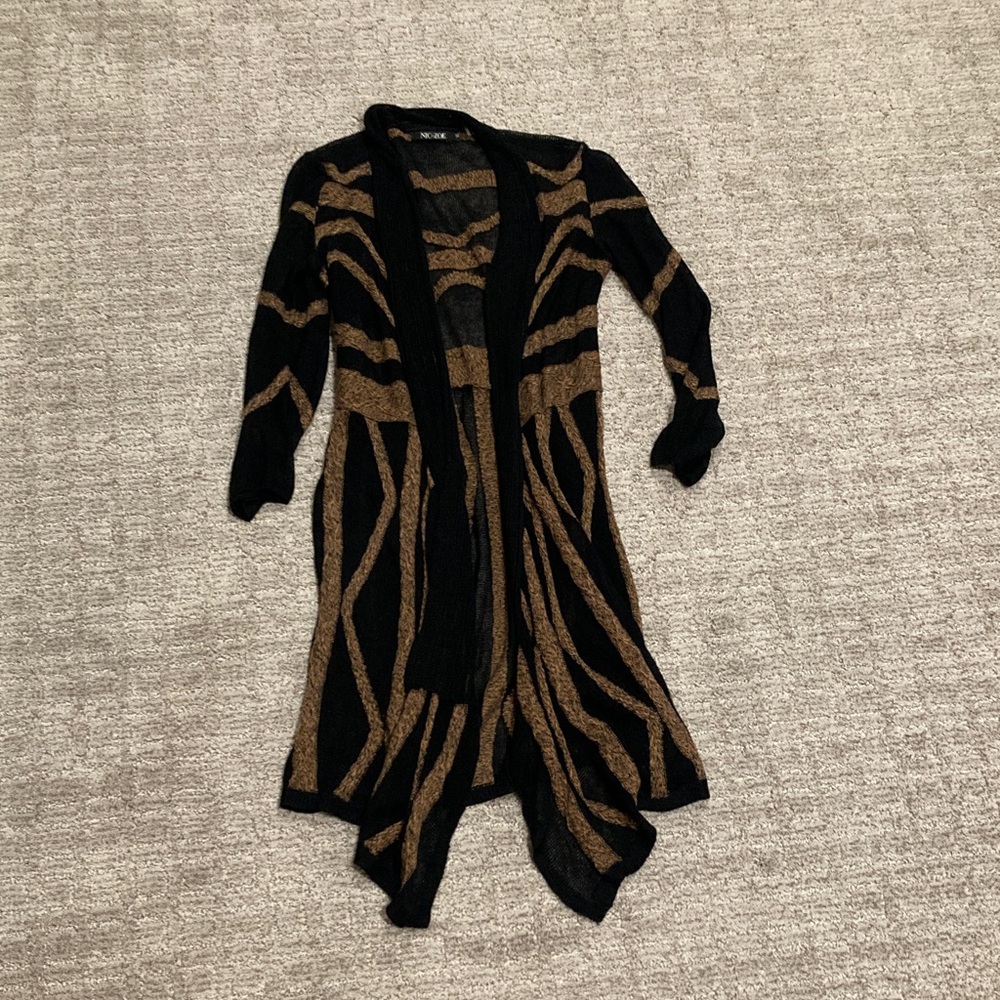 NIC+ZOE Black and Tan Patterned Cardigan